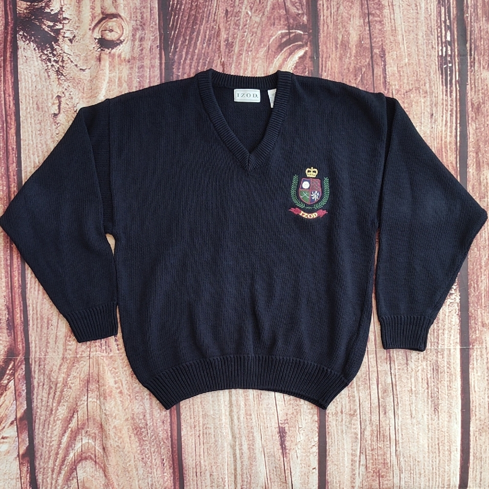 Vtg 90's IZOD Golf Heavy Knit V Neck Sweater Like New
